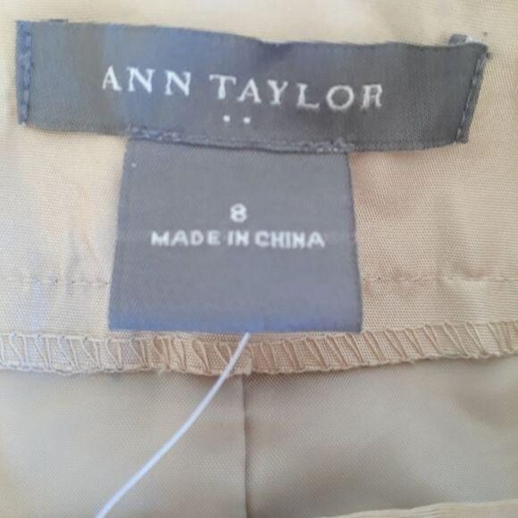Ann Taylor Formal 100% Silk Lindsay Ankle Pants Metallic Tan Size 8 - Picture 3 of 11